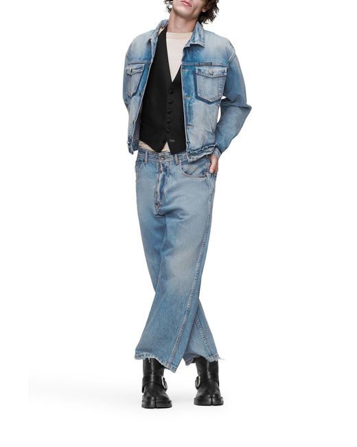 Maison Margiela Blue Cotton Denim Caban for men
