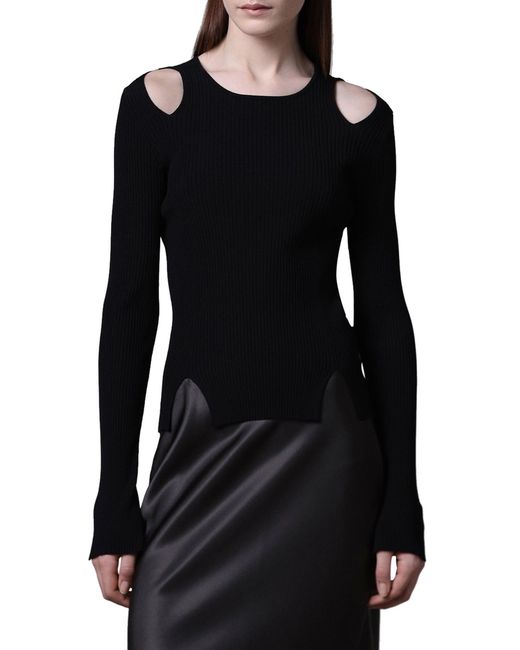 Roberto Collina Blue Ribbed Sweater With Cut-out Inserts