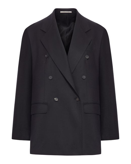 Tagliatore Black Double-Breasted Wool And Silk Blazer