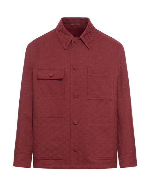 Giacca in misto cotone gg di Gucci in Red da Uomo