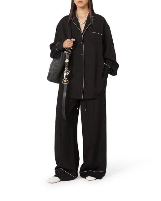 Sportmax Black Satin Rivet Jogger Pants