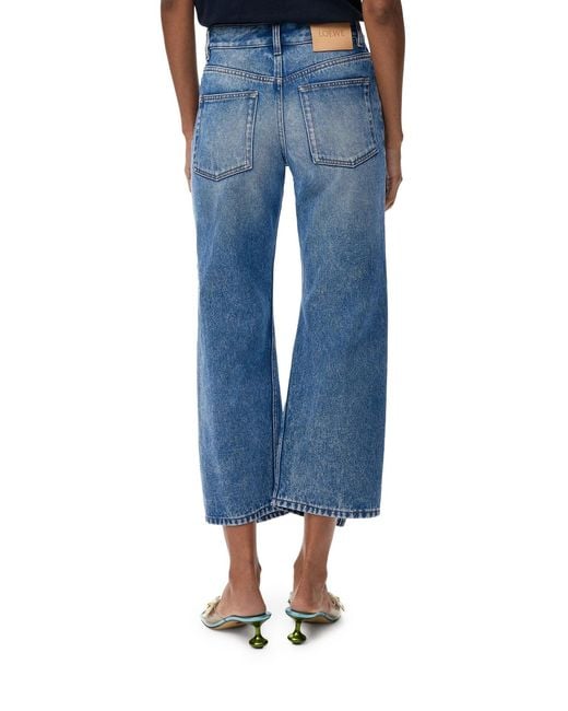 Loewe Blue Denim Trousers With Flared Leg And Side Slits