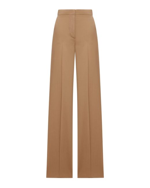 Pantalone 'Fernet' Con Logo Lettering Sul Retro E Gamba Ampia di Max Mara in Natural