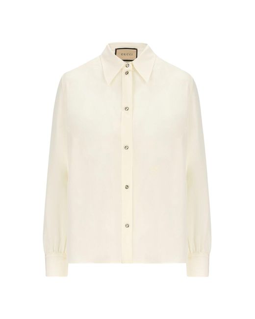 Gucci White Crêpe De Chine And Silk Shirt