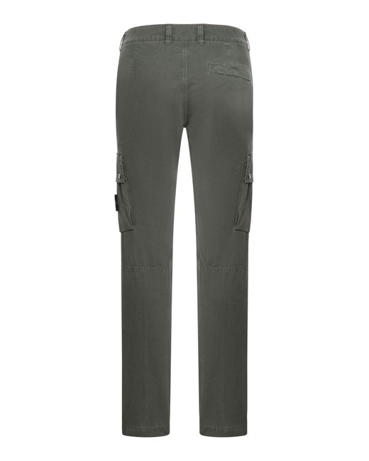 Pantaloni cargo con patch logo e tasche in cotone stretch di Stone Island in Gray da Uomo
