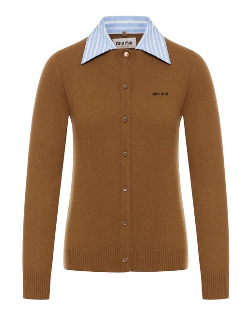 Cardigan in cashmere di Miu Miu in Brown