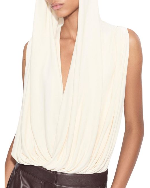 Alaïa White Jersey Bodysuit With Hood