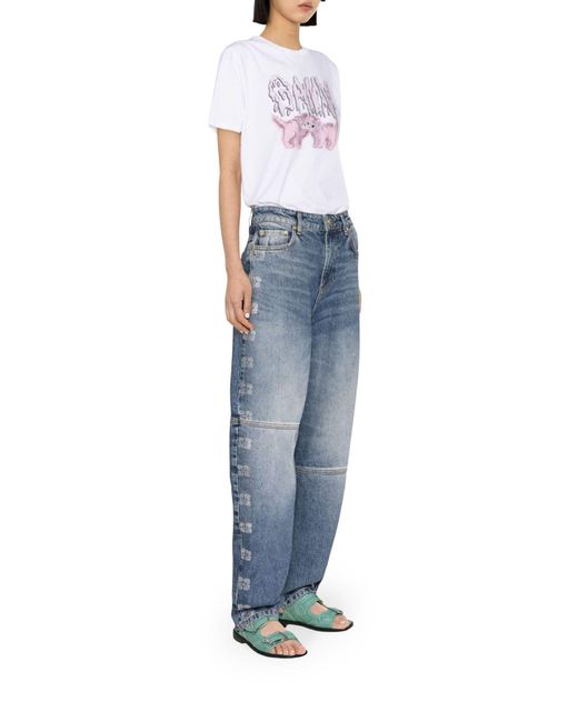 Jeans stary a vita alta con gamba affusolata di Ganni in Blue
