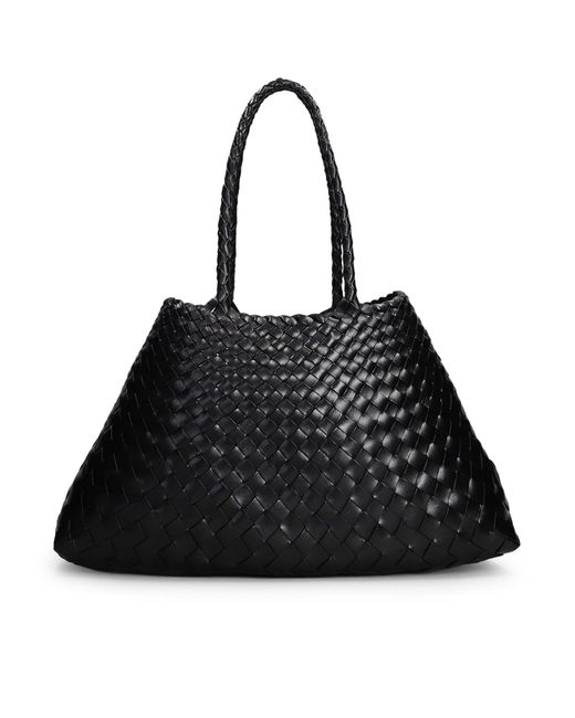 Dragon Diffusion Black Santa Croce Big Bag In Woven Leather