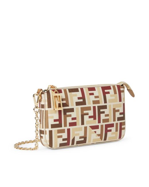 Pouch con catena in tessuto di Fendi in White