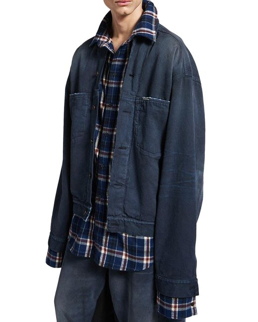 Balenciaga Blue Patched Shirt-Jacket for men