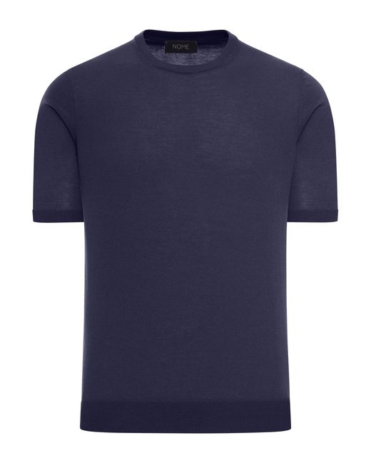 Nome G Blue Crew Neck Cotton Knitted T-Shirt for men