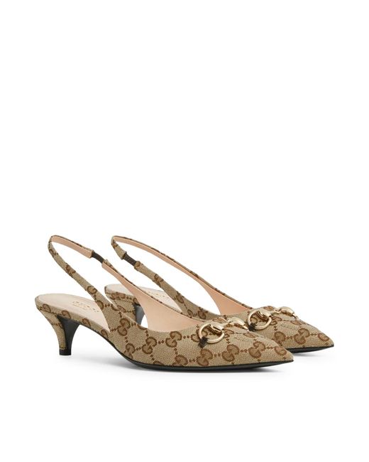 Gucci Metallic Slingback Collection With Horse Hook