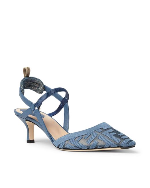 Fendi Blue Colibrì Lite Slingback With Medium Heel