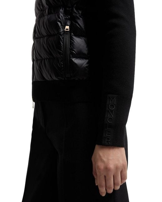 Moncler Black Wool Padded Cardigan With Zip