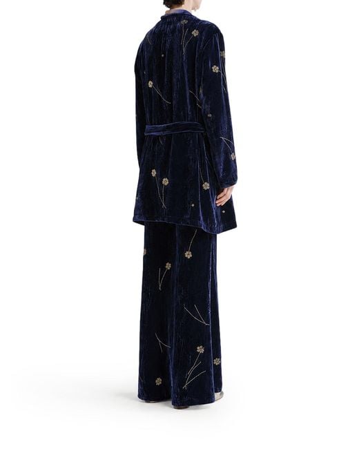 Kimono in velluto ricamato con cintura di Forte_forte in Blue