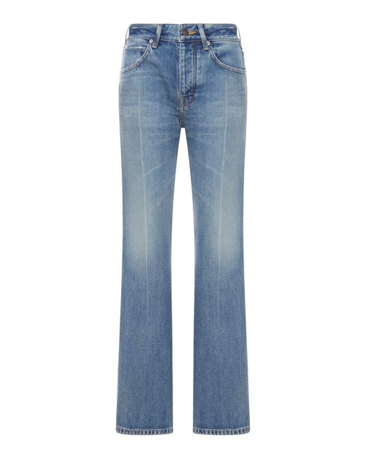 Balenciaga Blue Medium Wash Denim Flare Jeans