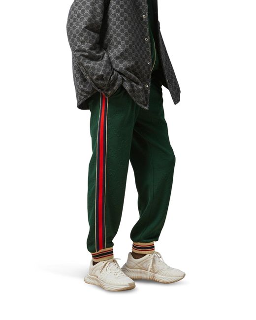 Gucci Green GG Jacquard Jersey Track Bottoms for men