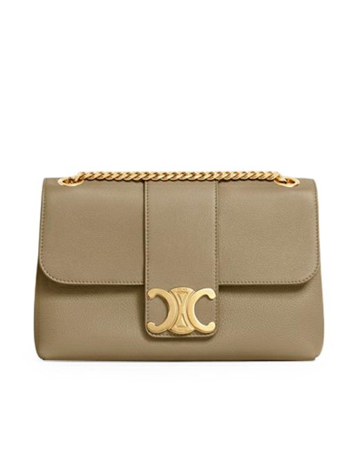 Céline Natural Medium Victoire Bag In Soft Sepia Brown Calf Leather