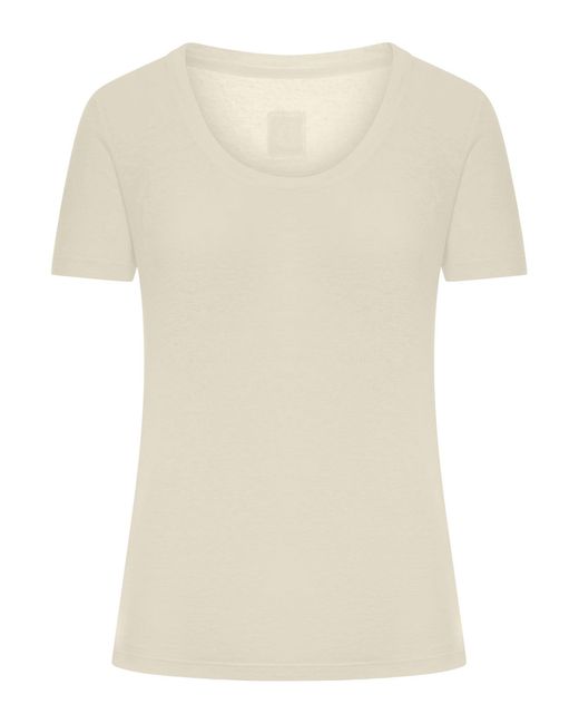 120% Lino Natural Short-Sleeved T-Shirt With Wide Neckline