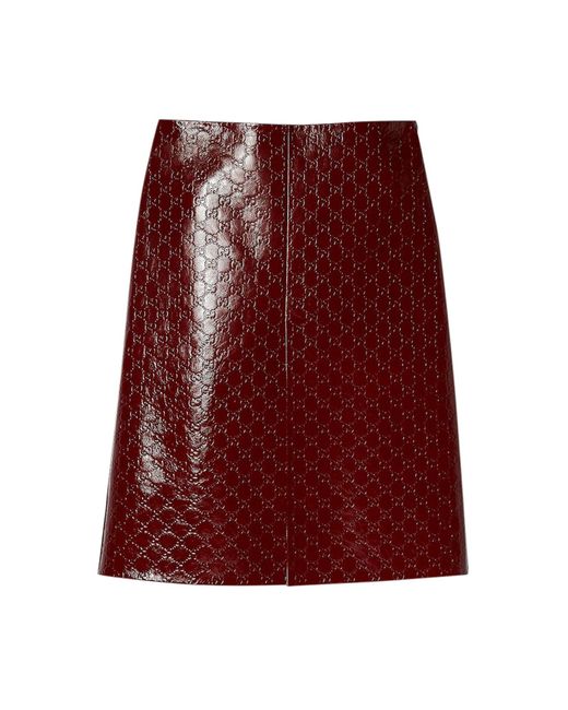 Gucci Red Midi Skirt With Embossed gg Motif