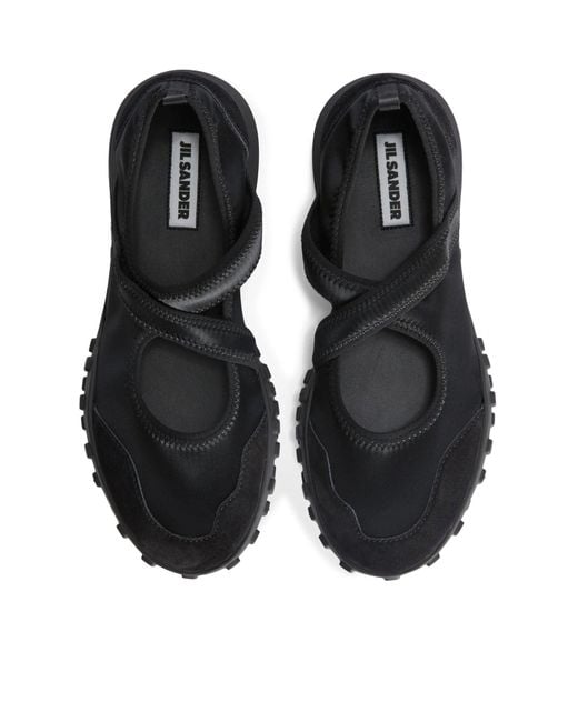 Jil Sander Black Moon Suede Ballet Flats