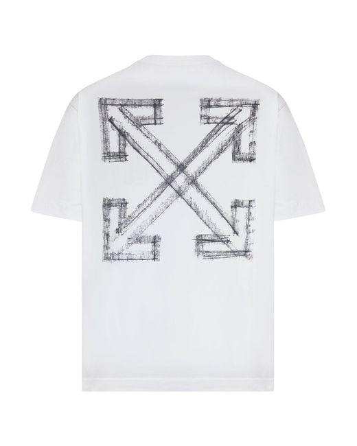 Off-White c/o Virgil Abloh White T-shirt With Logo And Arrow Sketch Print for men