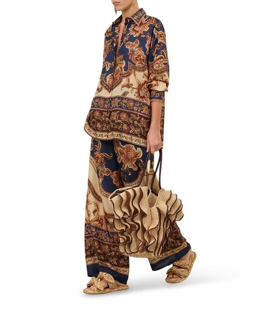 Zimmermann Blue Aster Printed Silk Shirt