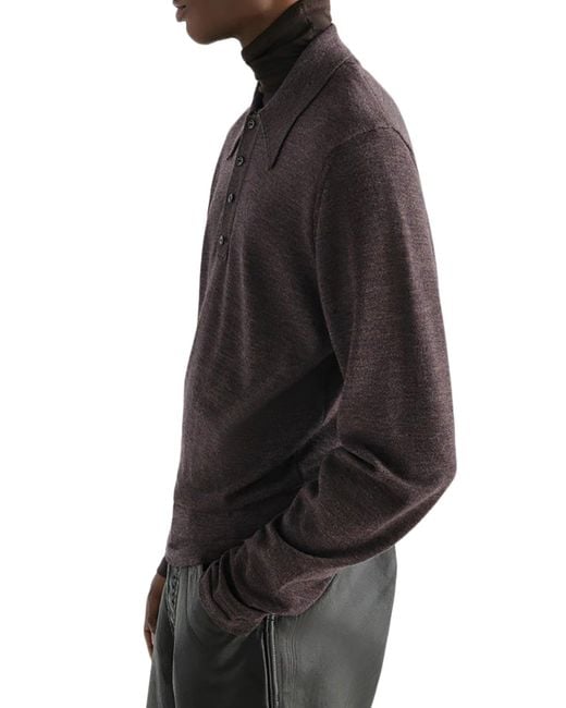 Lemaire Blue Long-Sleeved Polo Shirt for men