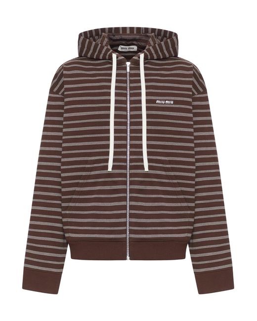 Miu Miu Brown Striped Hoodie