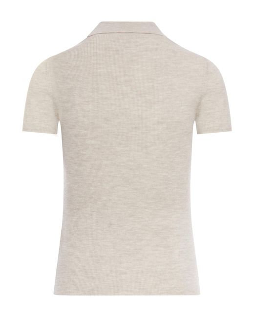 Max Mara White Ribbed Wool Polo