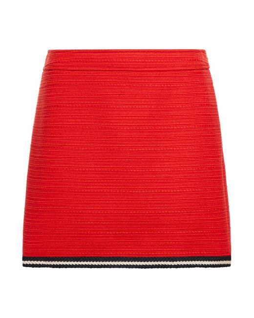 Gucci Red Wool Skirt With Braided Finishes