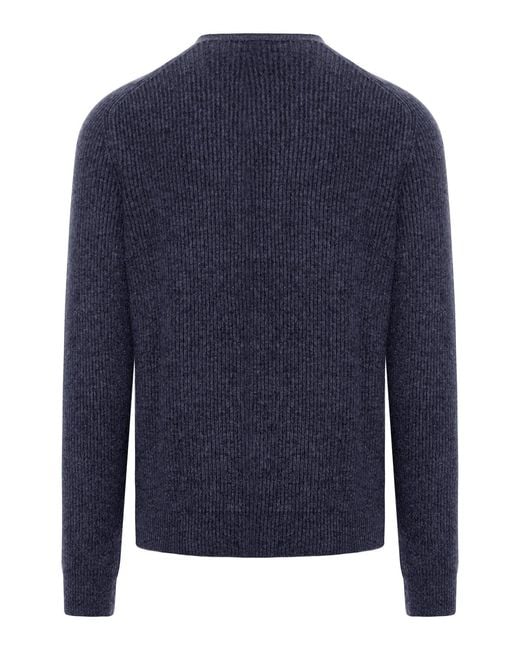Nome G Blue Crew Neck Cashmere Sweater for men