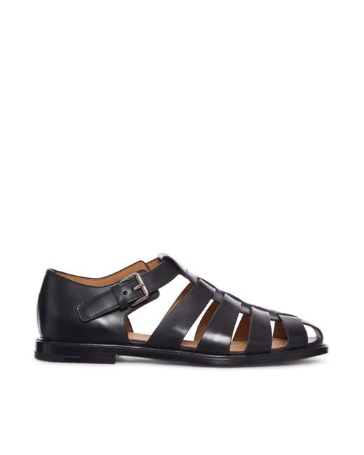 Church's Black Fume' Calfskin Sandal for men