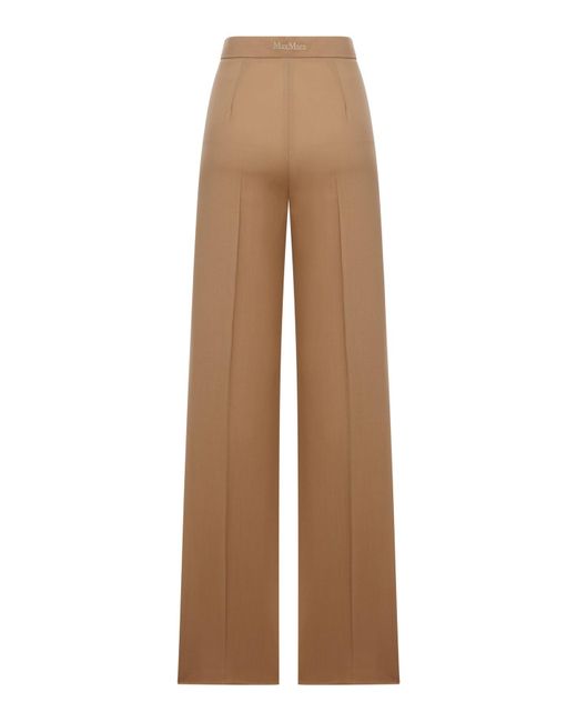 Pantalone 'Fernet' Con Logo Lettering Sul Retro E Gamba Ampia di Max Mara in Natural