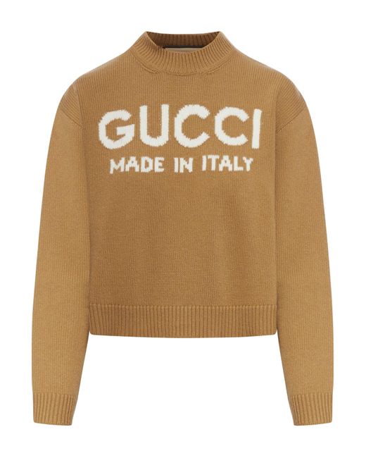 Maglia in lana con intarsio di Gucci in Metallic