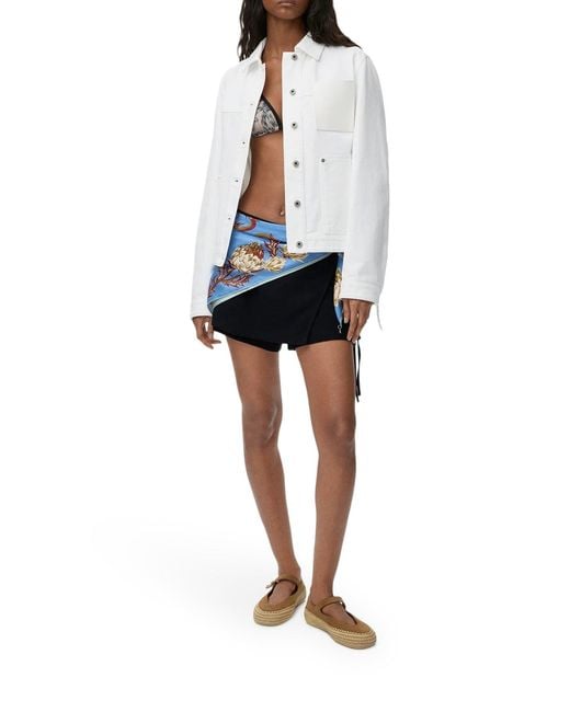 Loewe White X Paula's Ibiza Denim Jacket With Applied Leather Pocket