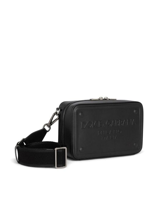 Dolce & Gabbana Black Embossed Logo Cross-Body Bag for men