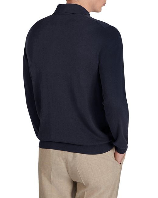 Zanone Blue Slim Fit Cotton And Silk Polo Shirt for men