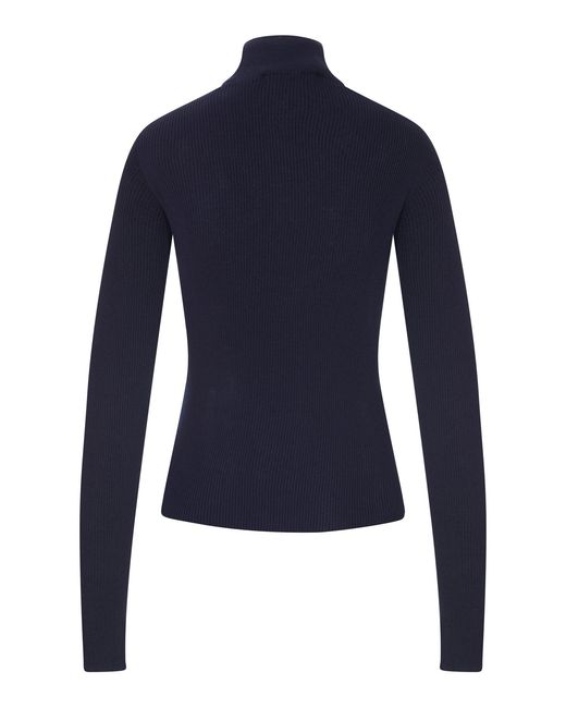 Miu Miu Blue Ribbed Zip-Up Cardigan