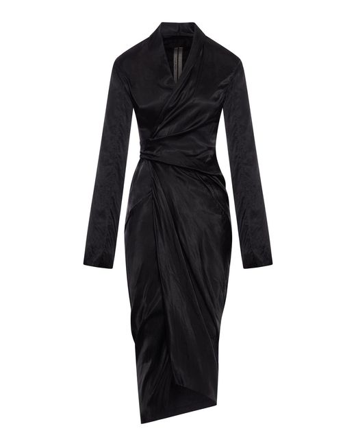 Rick Owens Black Draped Wrap Dress