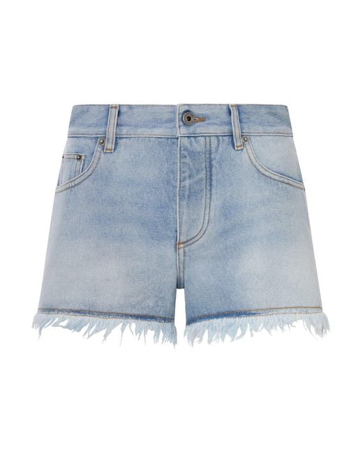 Loewe Blue X Paula's Ibiza Denim Shorts With Anagram Pattern