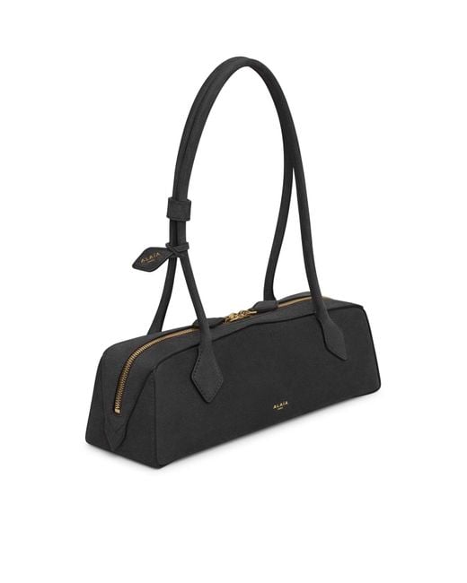 Alaïa Black Le Teckel Medium Bag In Nubuck Calfskin