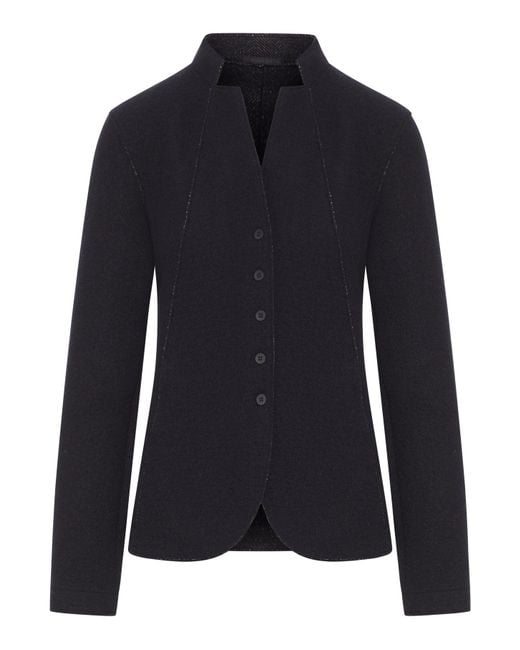 Transit Blue Wool Knit Jacket With A Neckline