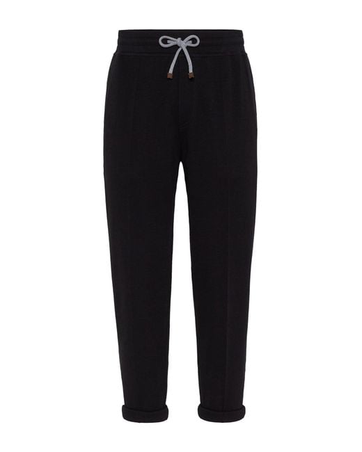Brunello Cucinelli Black Drawstring-waist Track Pants for men