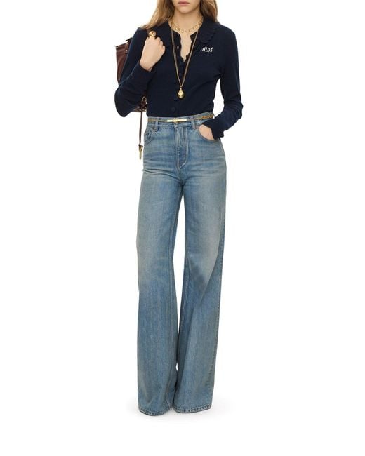 Chloé Blue Fitted Logo Cardigan
