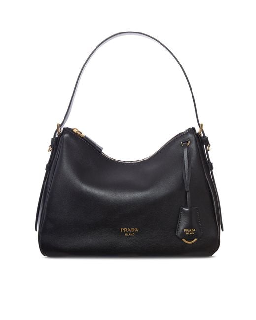 Prada Black Smooth Leather Shoulder Bag