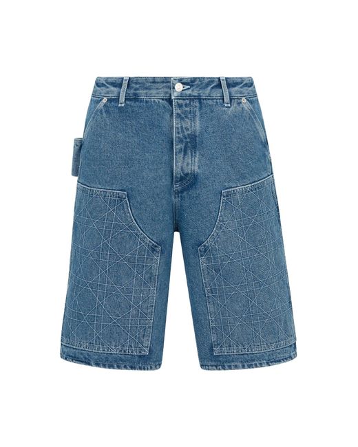 Dior Blue Cannage Carpenter Style Bermuda Shorts for men