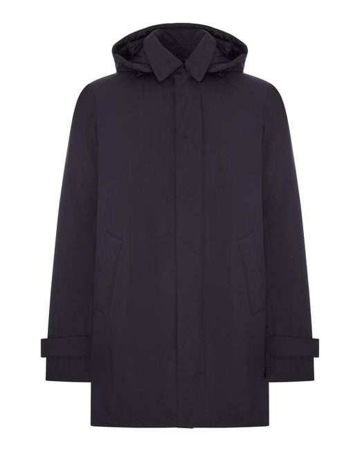 Herno Blue Technical Coat With Hood for men