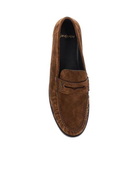 Saint Laurent Brown Laurent Suede Loafers for men